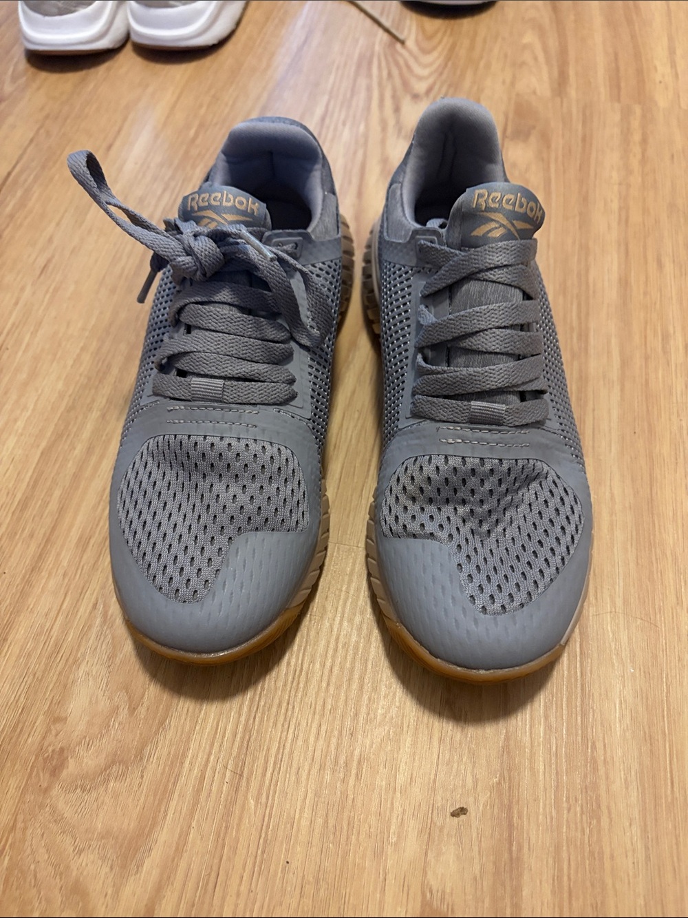 Reebok women’s Gray Mesh Sneakers with Gum Outsole